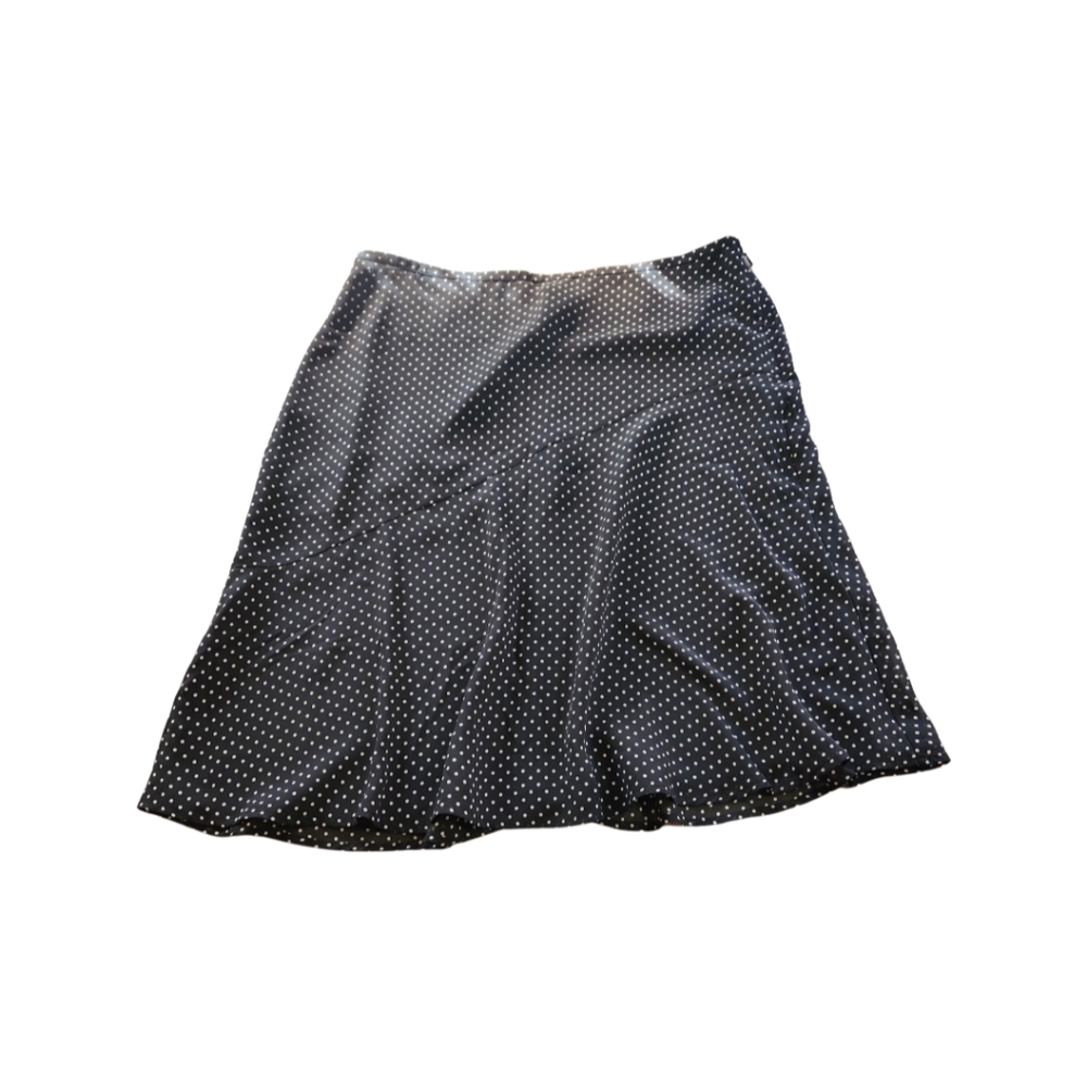 Liz Claiborne Size 14 Black White Polka Dot Print A Line Skirt